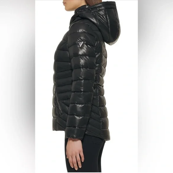 GUESS Women's Mid-Weight Hooded Balck Jacket Size 1X NWT - Picture 5 of 16